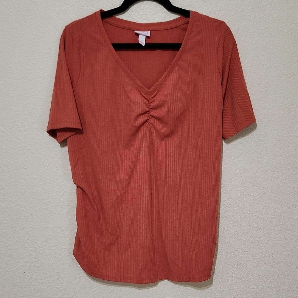 Isabel Maternity by Ingrid & Isabel Red Ruched Blouse